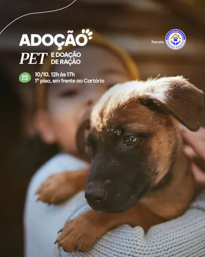 Feira de adoção de animais e doação de ração no NorteShopping, Rio de Janeiro, no dia 10/10, das 12h às 17h. Adote um amigo e ajude protetores.