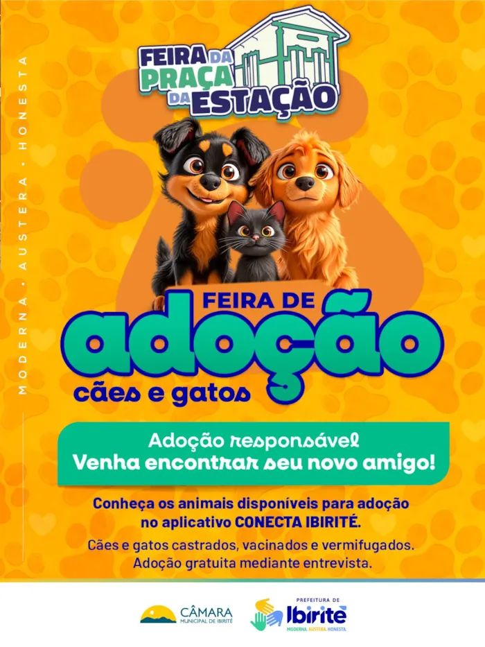 Evento Feira de adoção de cães e gatos em Ibirité