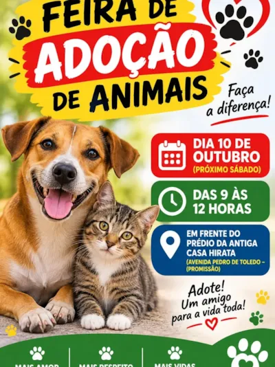 Feira de adoção responsável de animais em Promissão
