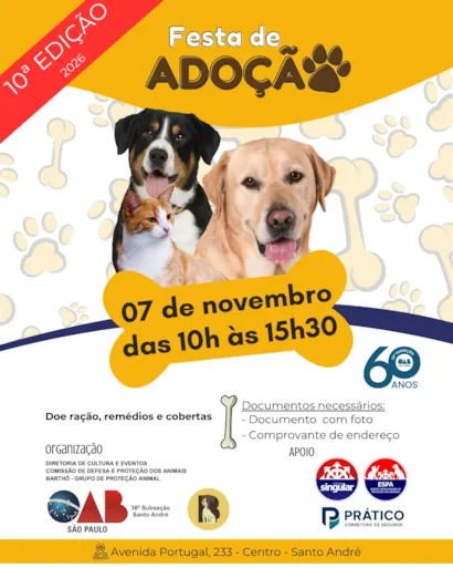 Festa de adoção em Santo André reúne cães e gatos