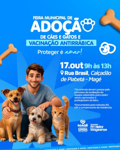 Feira de adoção de cães e gatos acontece em Magé
