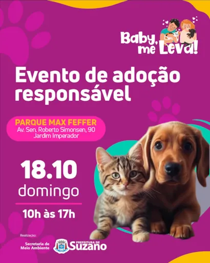 Baby Me Leva: evento de adoção responsável em Suzano