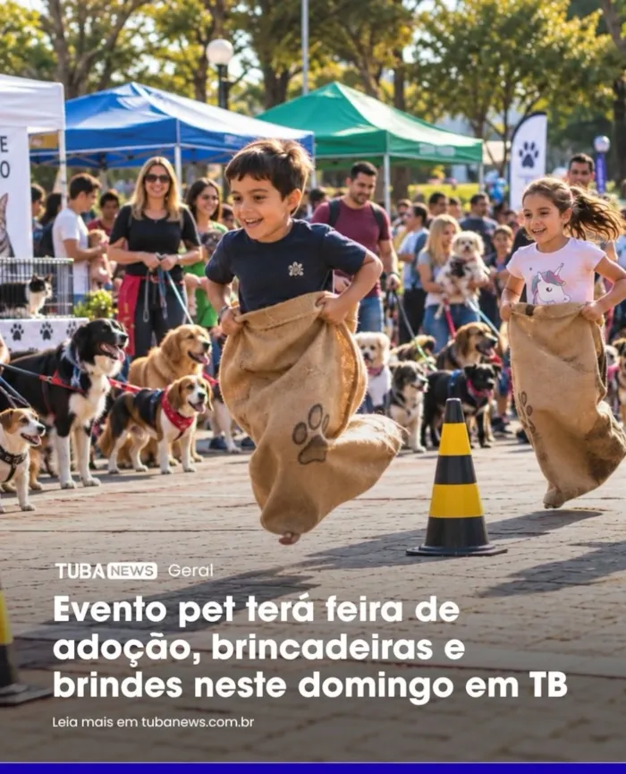 Programação pet em Tubarão acontece em 18 de outubro, a partir das 15h, com cães e gatos para adoção, brincadeiras e brindes.