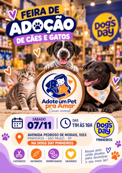 Feira de adoção responsável para cães em São Paulo