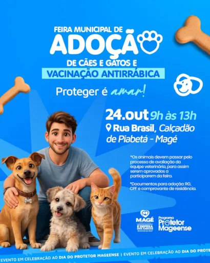 Feira de adoção responsável de cães e gatos em Magé