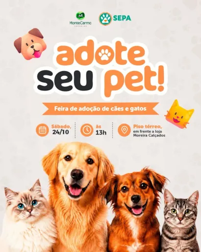 Feira de adoção no Monte Carmo Shopping, Betim