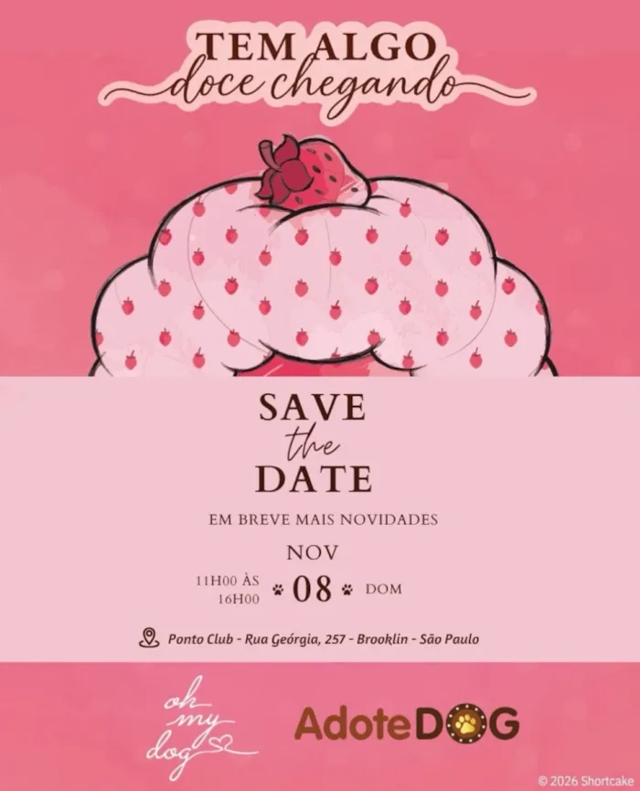 Evento de adoção em São Paulo ocorre em 8 de novembro, das 11h às 16h, no Ponto Club, com doguinhos e atividades especiais.