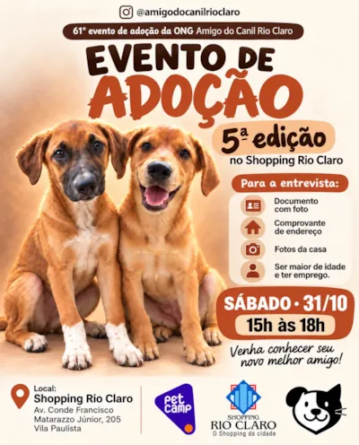 Evento de adoção de cães resgatados em Rio Claro