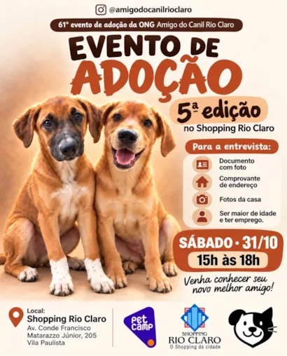 Evento de adoção de cães resgatados em Rio Claro