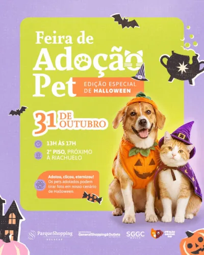 Feira de Adoção Pet Especial de Halloween em Sulacap