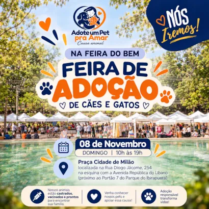 Feira de adoção de cães e gatos em São Paulo 2026
