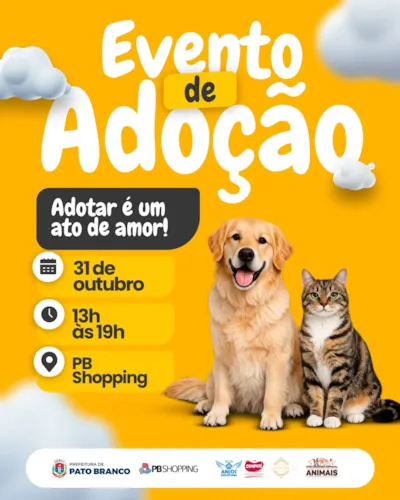 Evento de Adoção de Animais em Pato Branco neste sábado