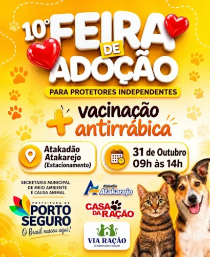 10ª Feira de Adoção em Porto Seguro com vacinação