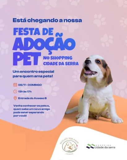 Festa de adoção em Serra no Shopping Cidade da Serra