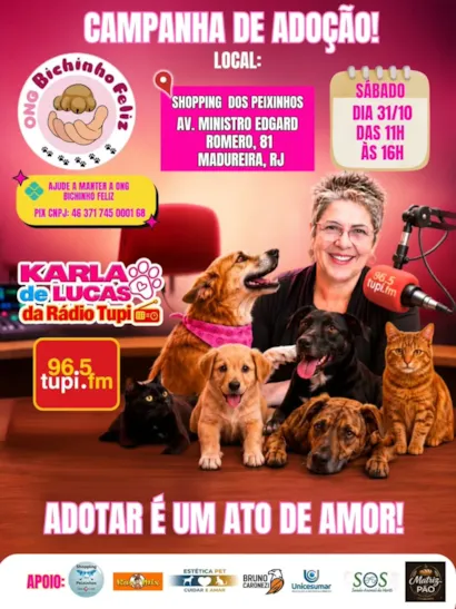 Campanha de adoção de animais no Rio de Janeiro