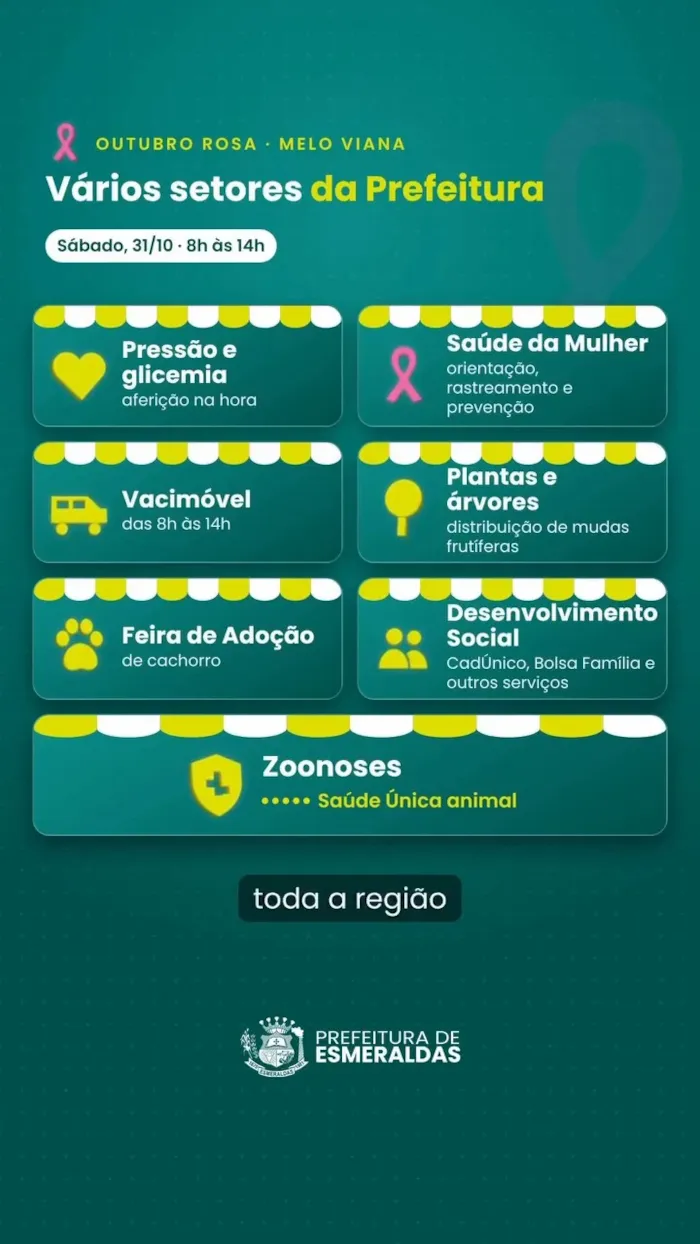 Ação de adoção de animais em Esmeraldas ocorre sábado (31), das 8h às 14h, na Praça São Sebastião, com cuidados e serviços para pets.