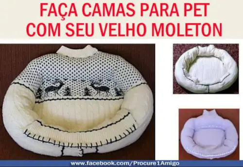 FAÇA CAMA PARA PETS COM SEU VELHO MOLETOM