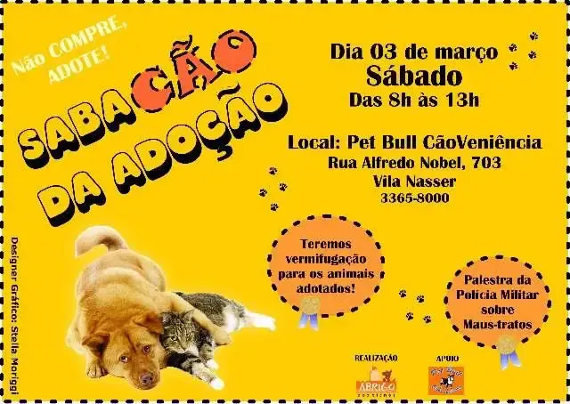SabaCÃO da Adoção das 8 às 13h