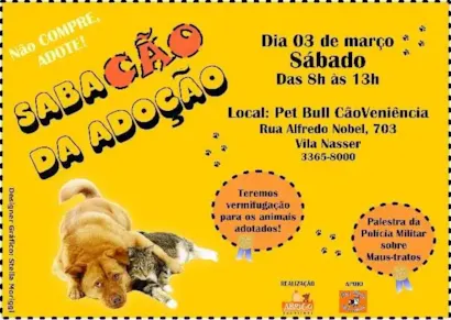 SabaCÃO da Adoção das 8 às 13h