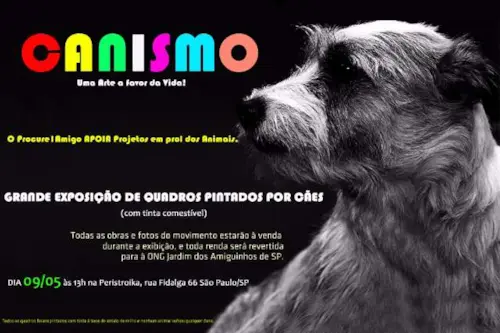 Cachorros bancam os artistas em ação criativa para incentivar a Adoção