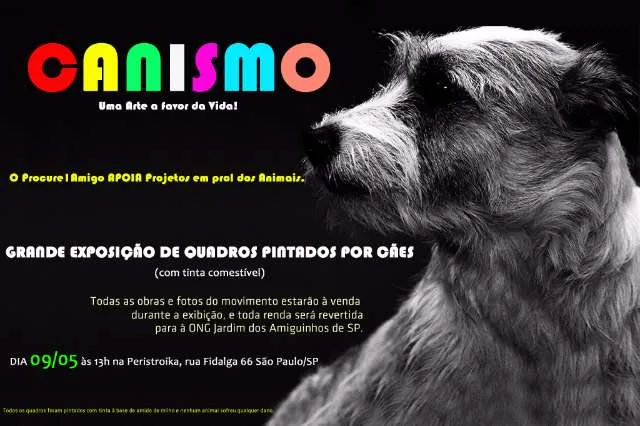 Cachorros bancam os artistas em ação criativa para incentivar a Adoção